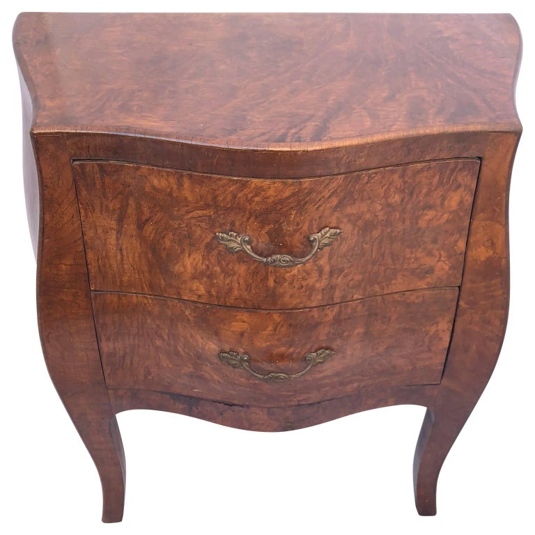 Small Bombé Burlwood TwoDrawer Chest of Drawers, Northern Italy For