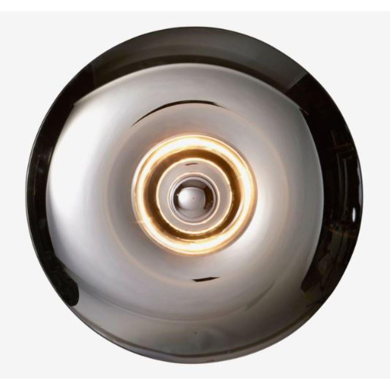 Small Bombato wall light by RADAR
Design: Bastien Taillard
Materials: Metal, glass. 
Dimensions: W 40 x D 20 x H 40 cm
Also available in different colors (gold, bronze, Iris) and materials (solid Oak)

All our lamps can be wired according to