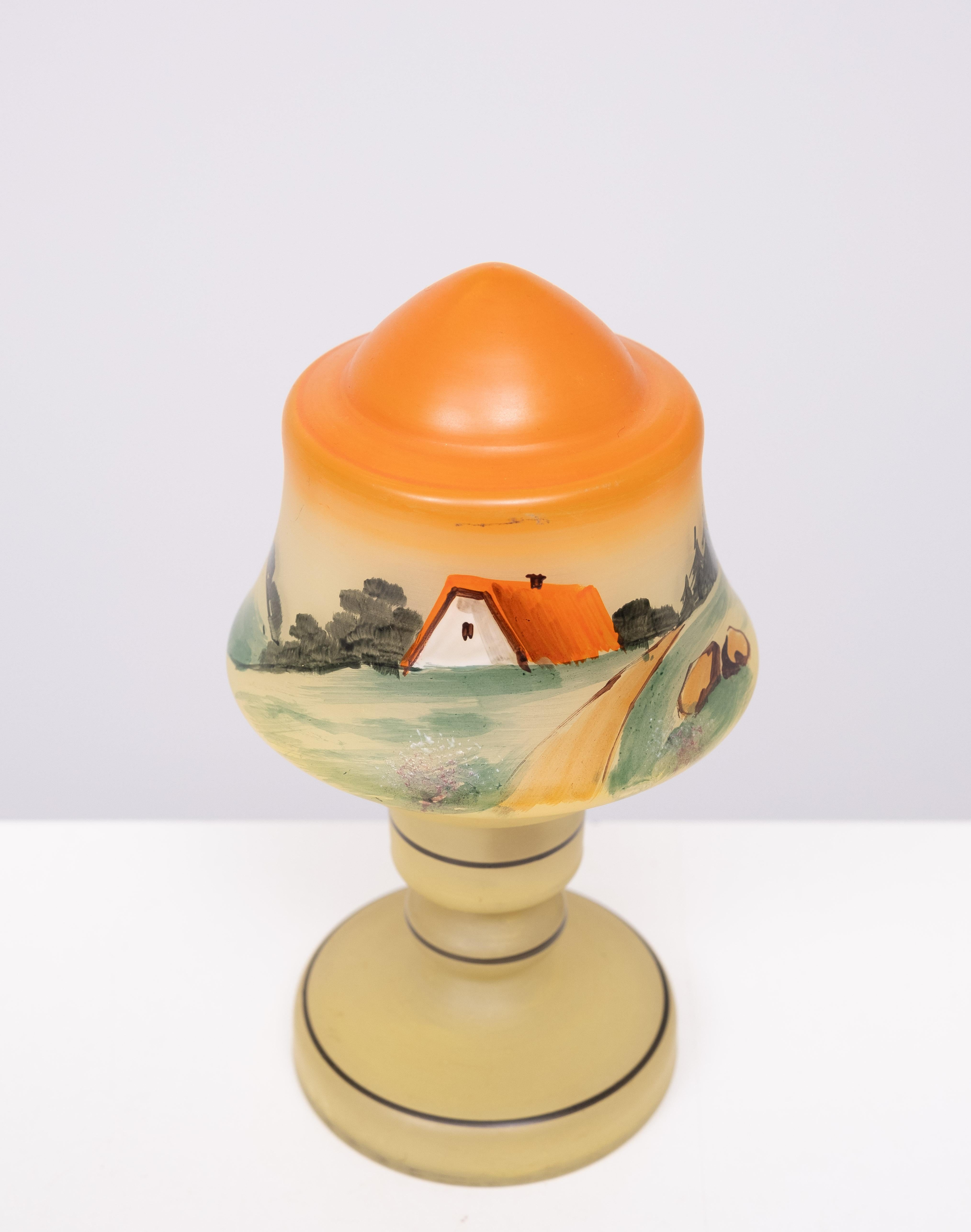 small Boudoir Glass Table lamp  inside painting 1950s For Sale 3