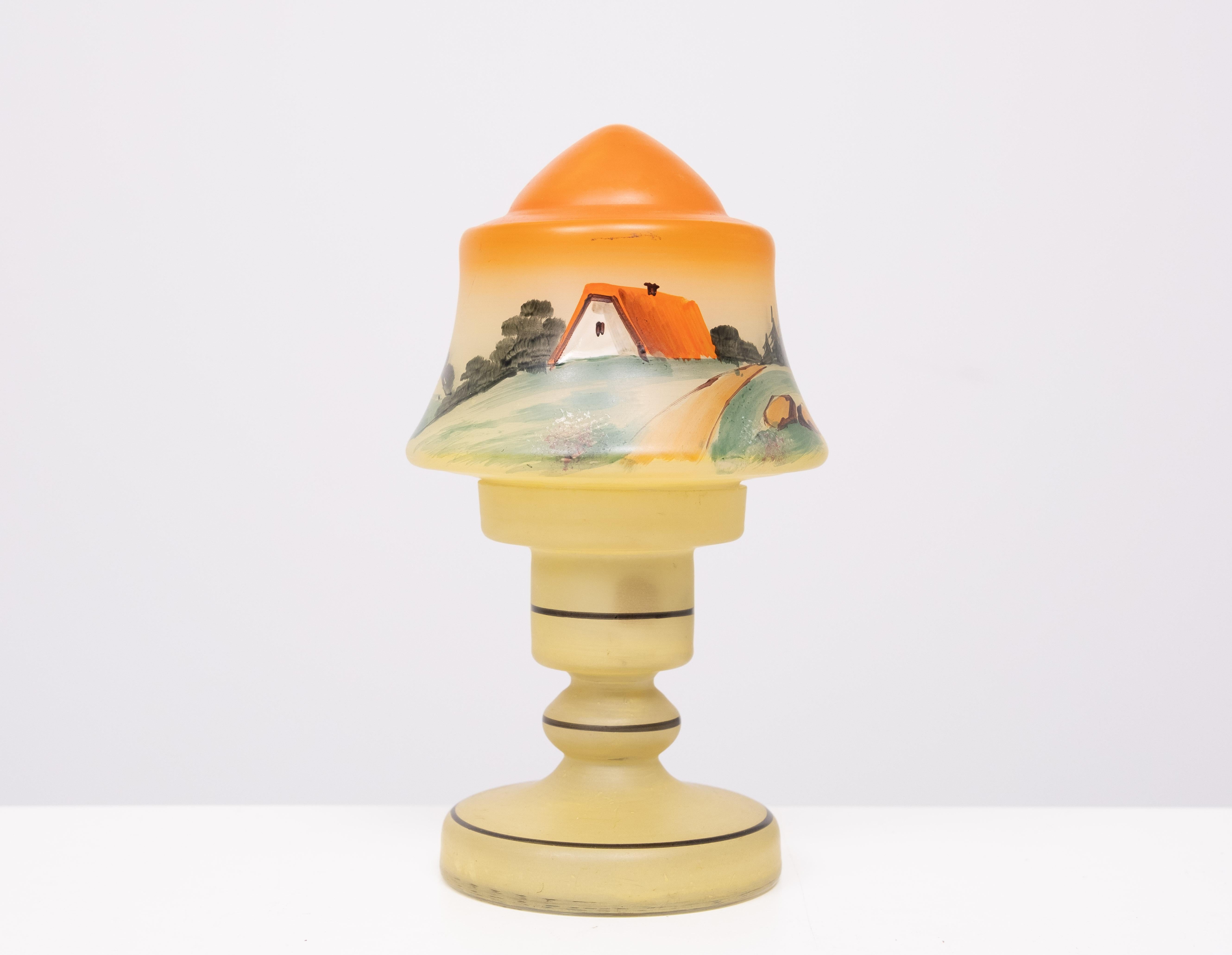 small Boudoir Glass Table lamp  inside painting 1950s For Sale 2