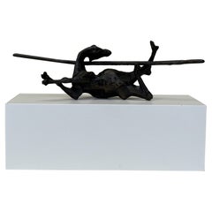 Petite chèvre ligotée en bronze par Jack Zajak