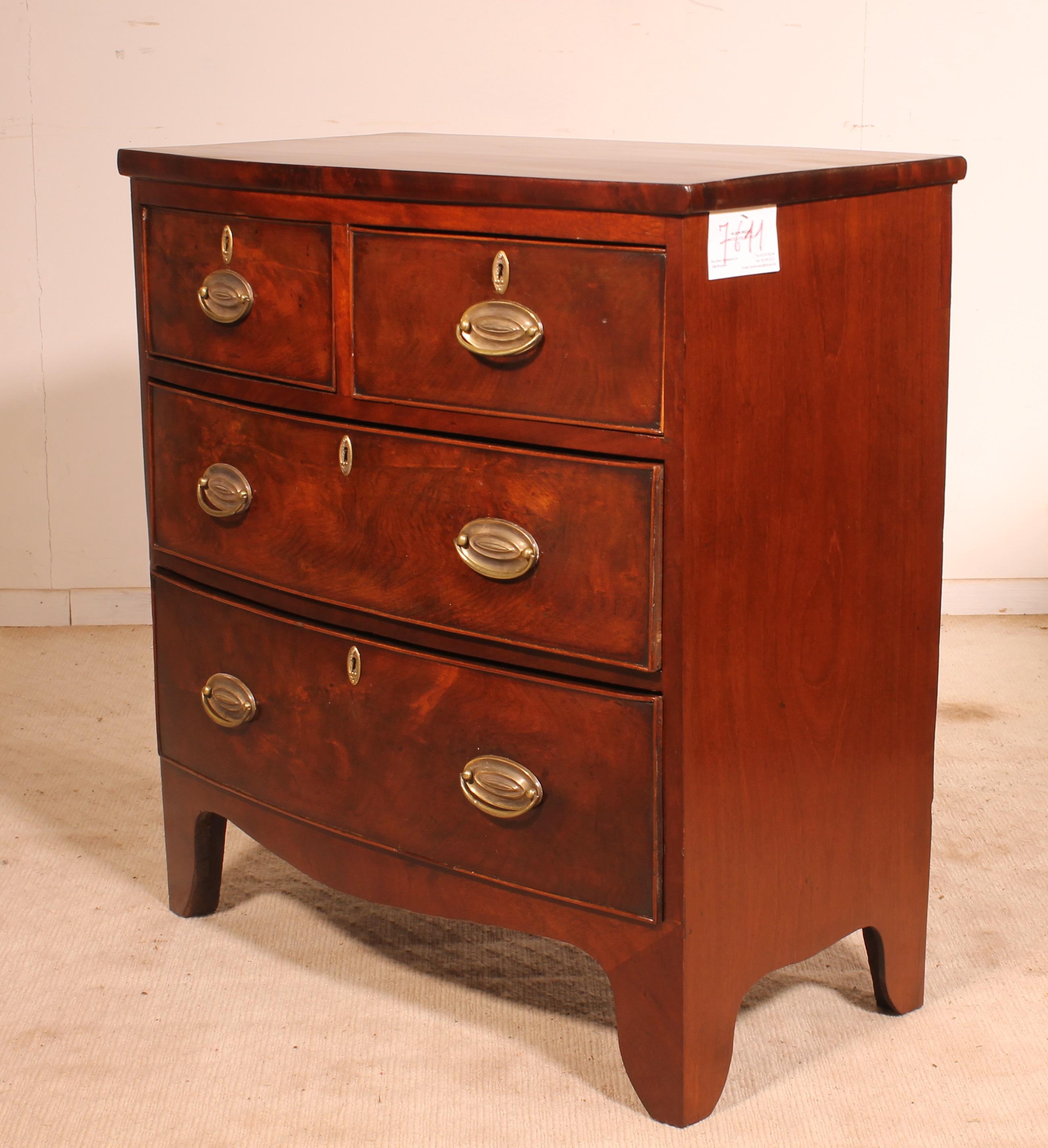 Regency Small Bowfornt Mahogany Chest of Drawers 19th Century England