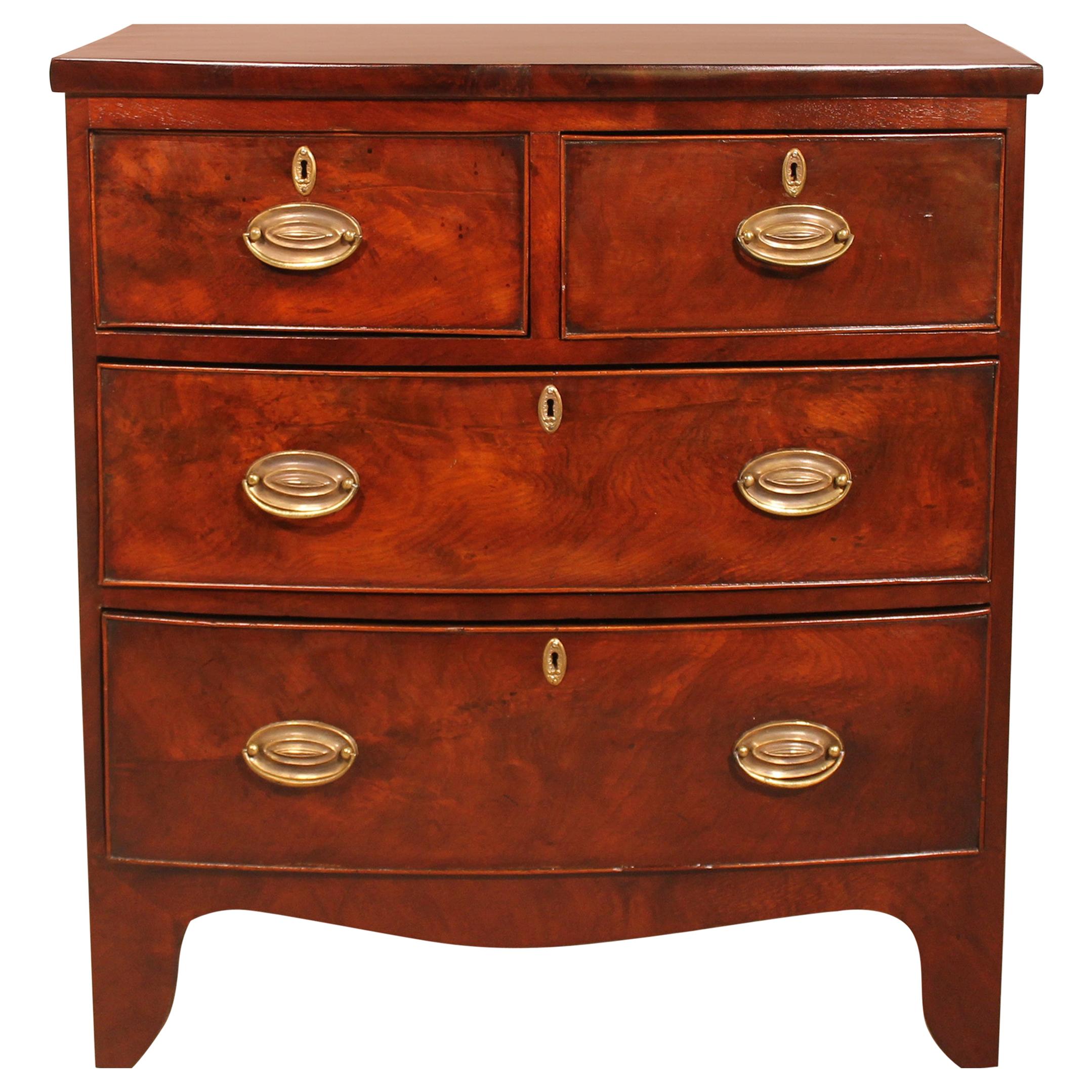 Small Bowfornt Mahogany Chest of Drawers 19th Century England