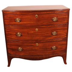 Antique Small Bowfront Mahogany Chest Of Drawers Regency Period