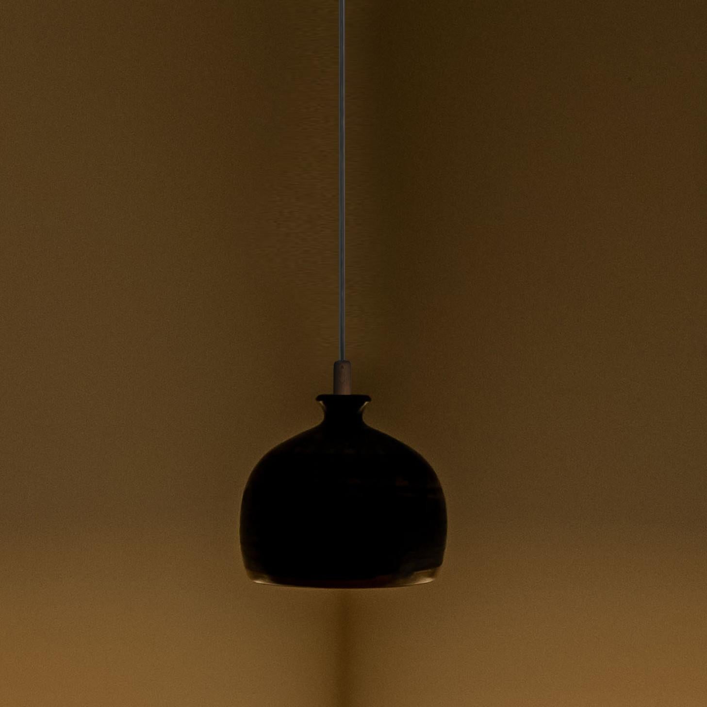 Petite lampe suspendue en céramique jaune cobalt et aqua, Danemark, 1970 en vente 3