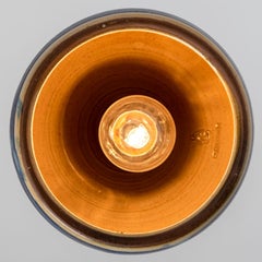 Small Bowl Cobalt Yellow Aqua Ceramic Pendant Light, Denmark, 1970