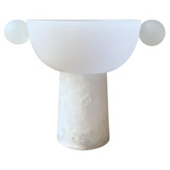Small Bowl Pedestal in White Resin by Paola Valle