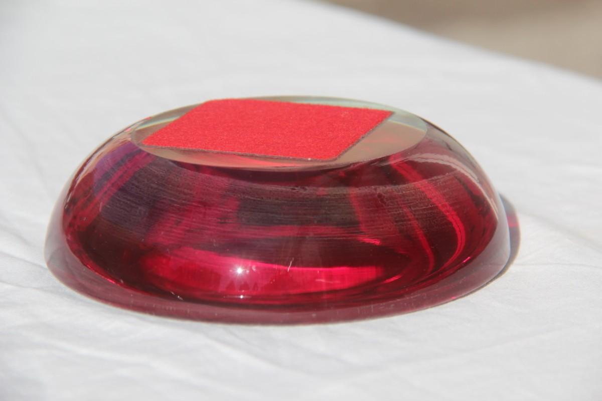 Mid-Century Modern Small Bowl Seguso Design Red Color Murano Art Glass, 1960s For Sale