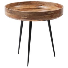 Small Bowl Side Table Mango Wood Natural Lacquer, Steel Legs by Mater Design