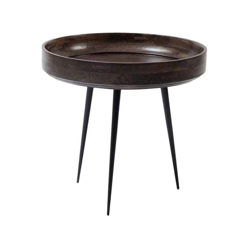Small Bowl Side Table, Mango Wood Sirka Grey Stain, Steel Legs by Mater Design