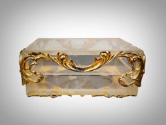 Petite boîte en cristal de roche et bronze XIX