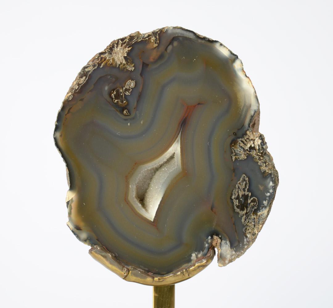 Small Brass & Agate Sculpture Inspired by Willy Daro, 1970s 1