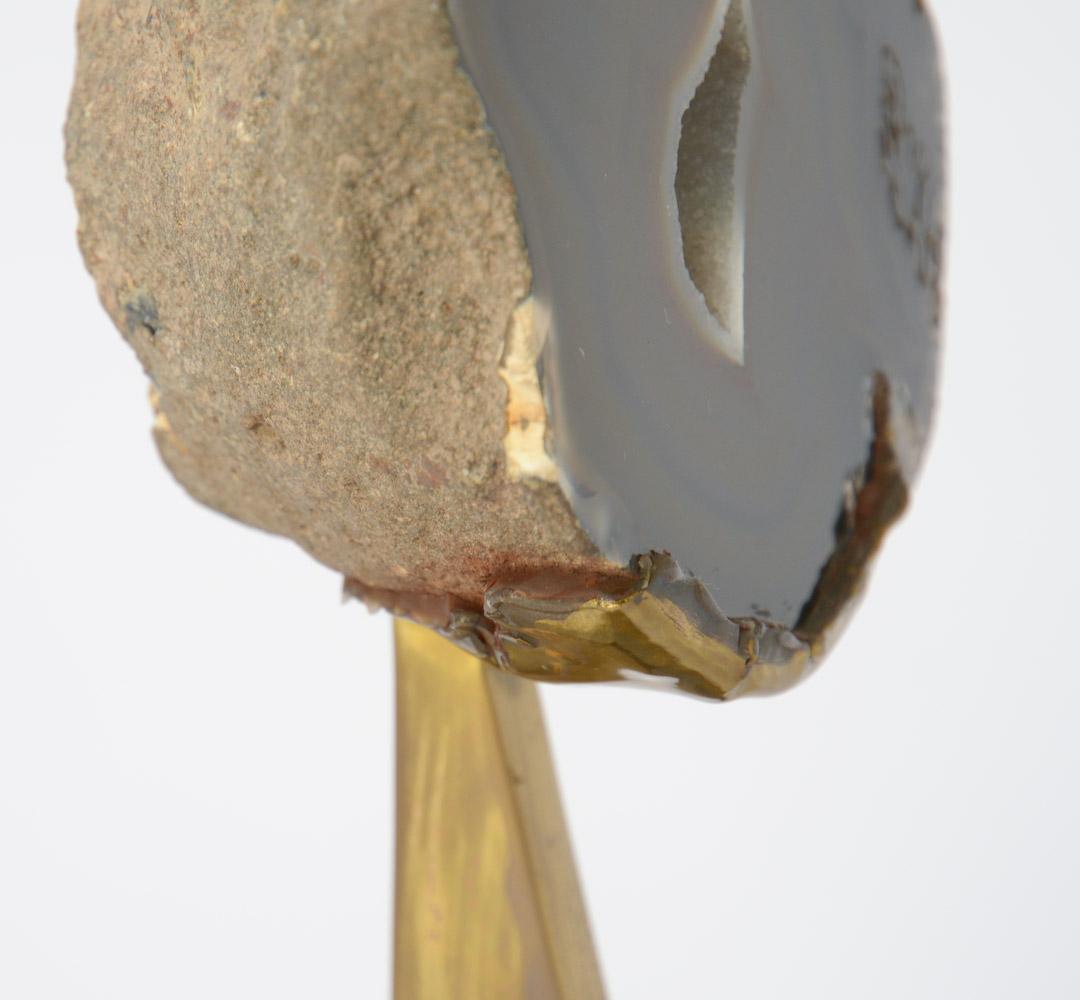 Small Brass & Agate Sculpture Inspired by Willy Daro, 1970s 2