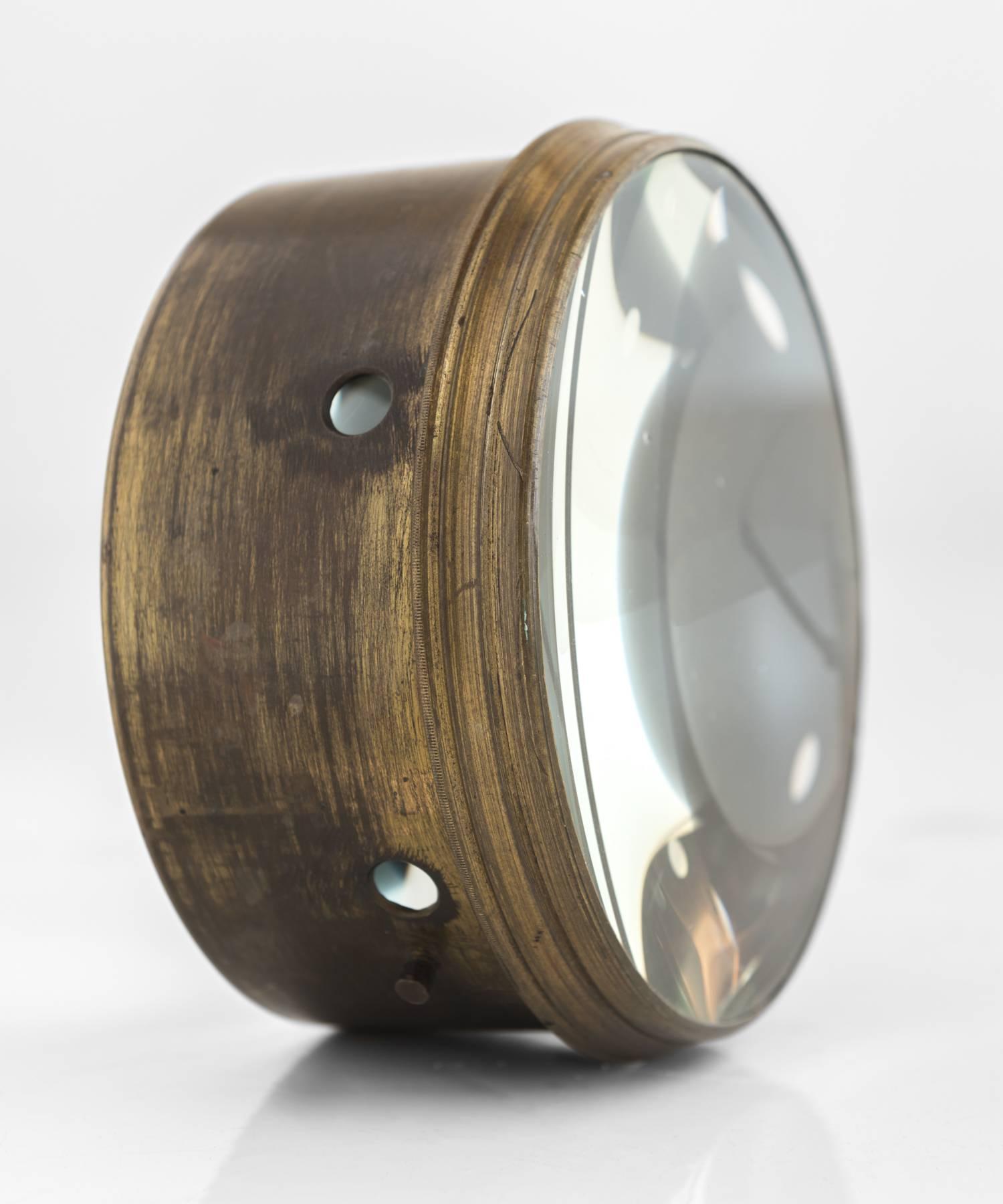 English Small Brass and Glass Magnifying Lens, circa 1910