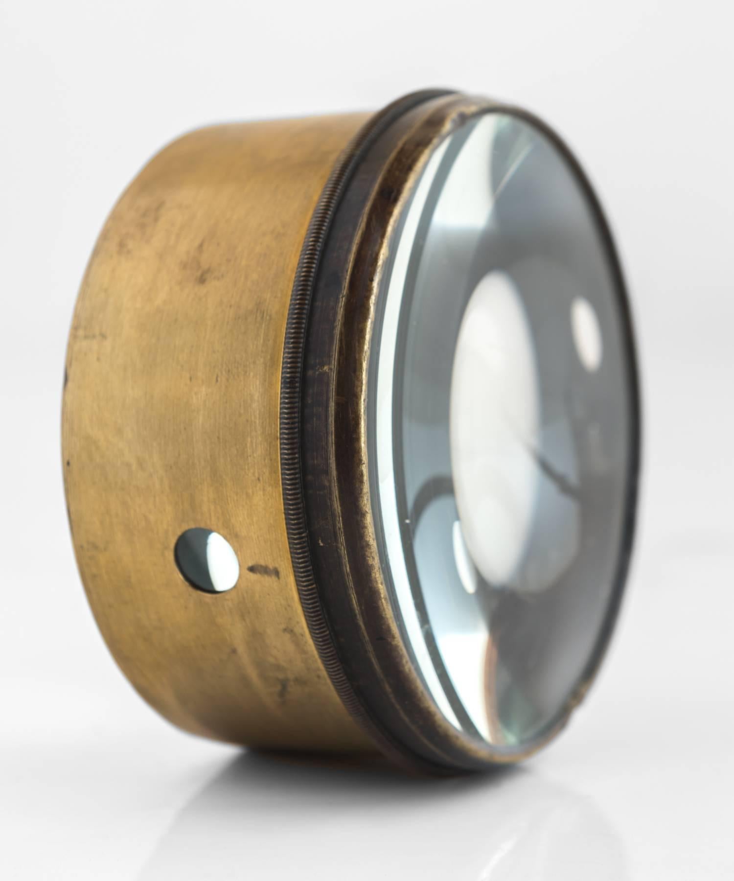 Small Brass and Glass Magnifying Lens, circa 1910 2