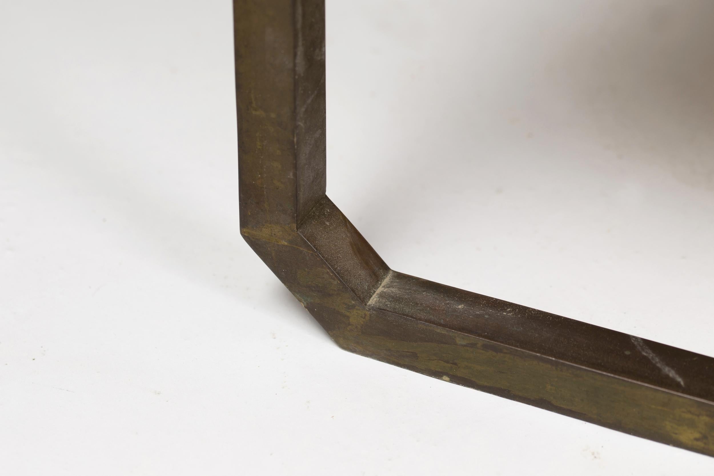 Ottone Piccola panca in ottone e pelle Francia, circa 1940 in vendita