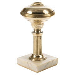 Small Brass Astral Lamp on Square Marble Base by Dietz & Co.