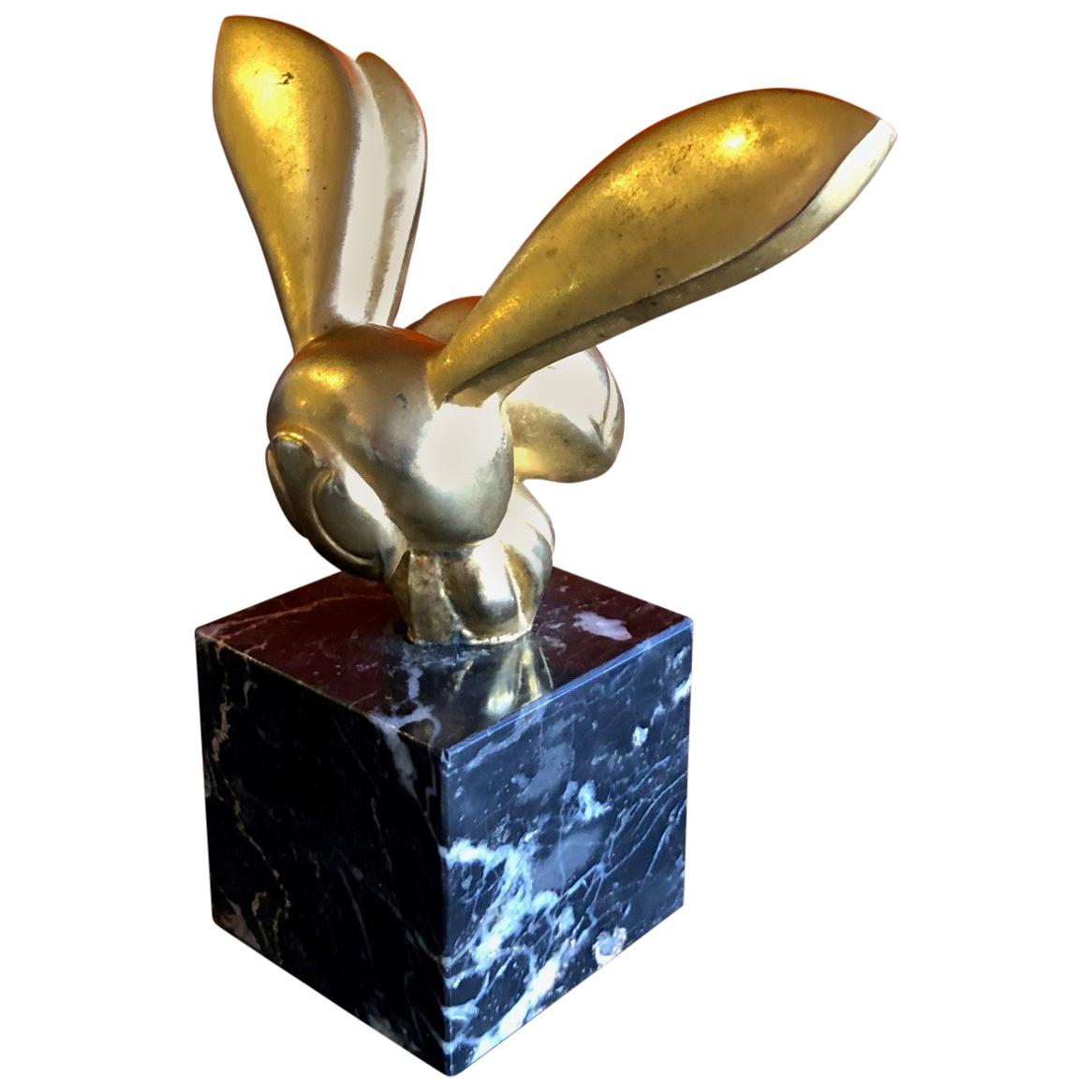 Small Brass "Bee" Sculpture on Marble Base by Gaston Lachaise Philadelphia MOA