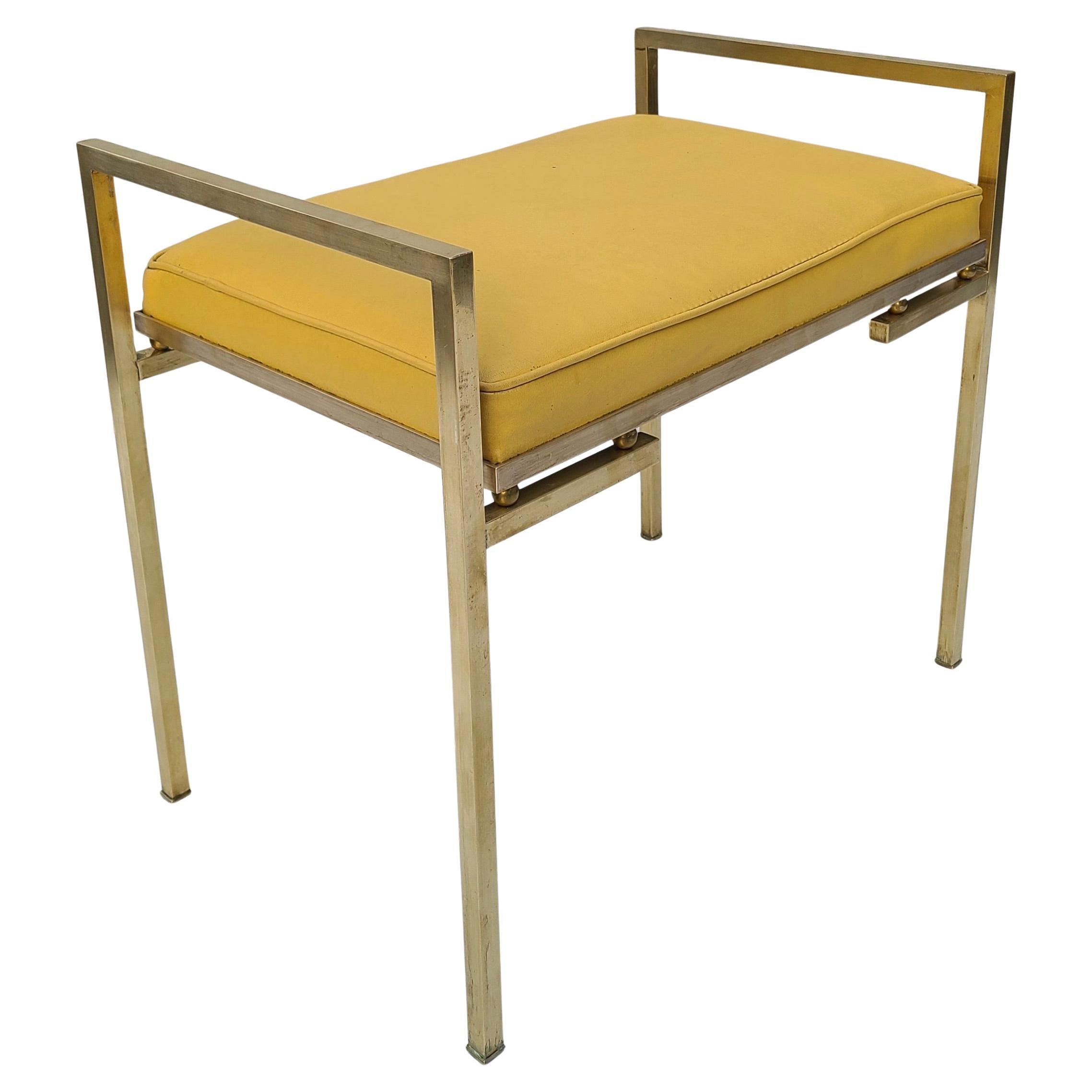 Small Brass Bench in the Style of Milo Baughman Dunbar For Sale 9