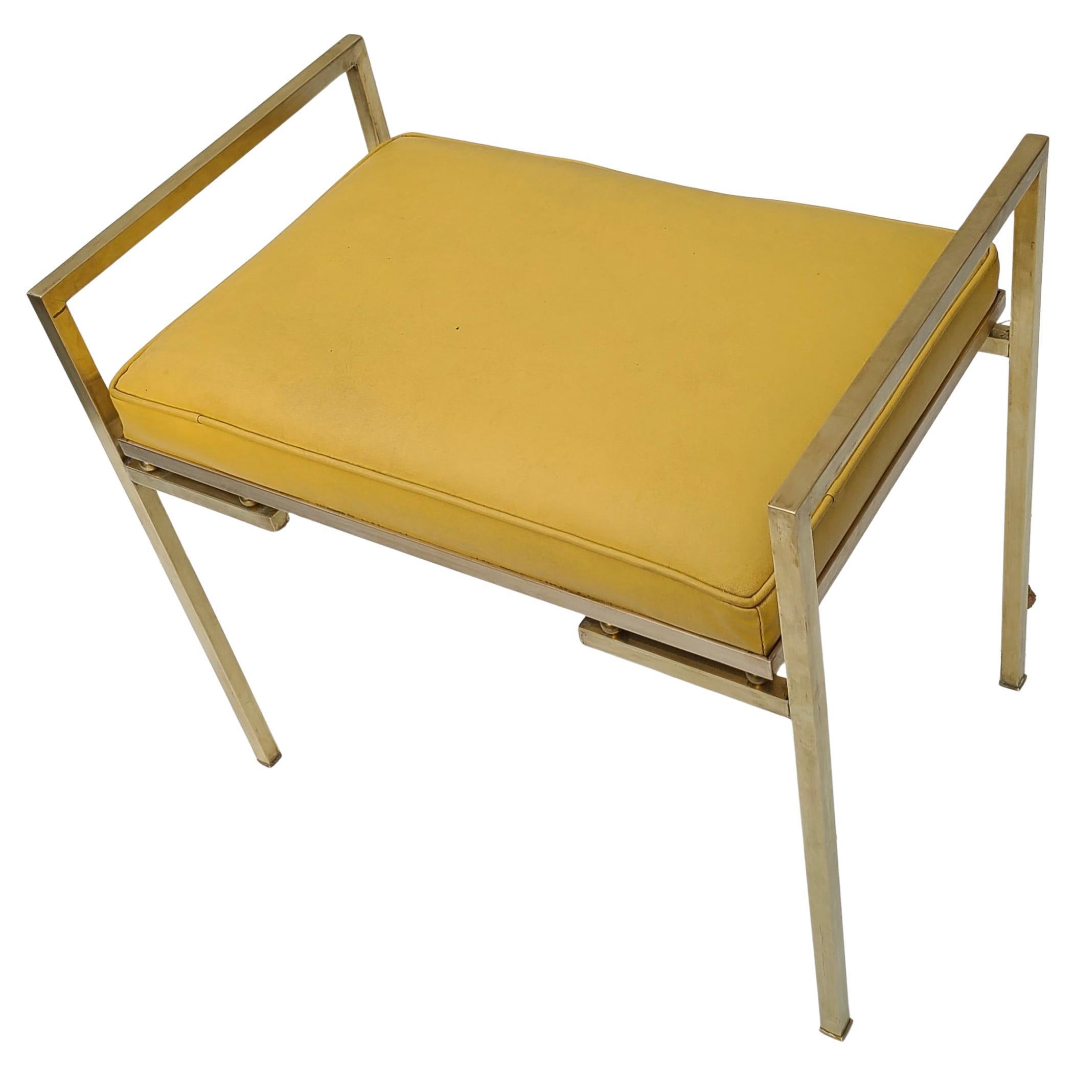Small Brass Bench in the Style of Milo Baughman Dunbar For Sale 4