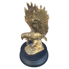 Small Brass Eagle on Wood Base Paperweight