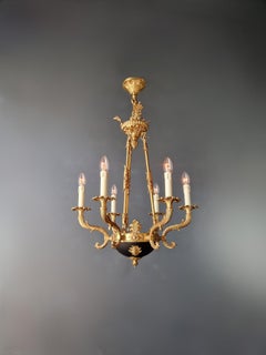 Small Brass Empire Chandelier Lustre Lamp Antique Gold New Design