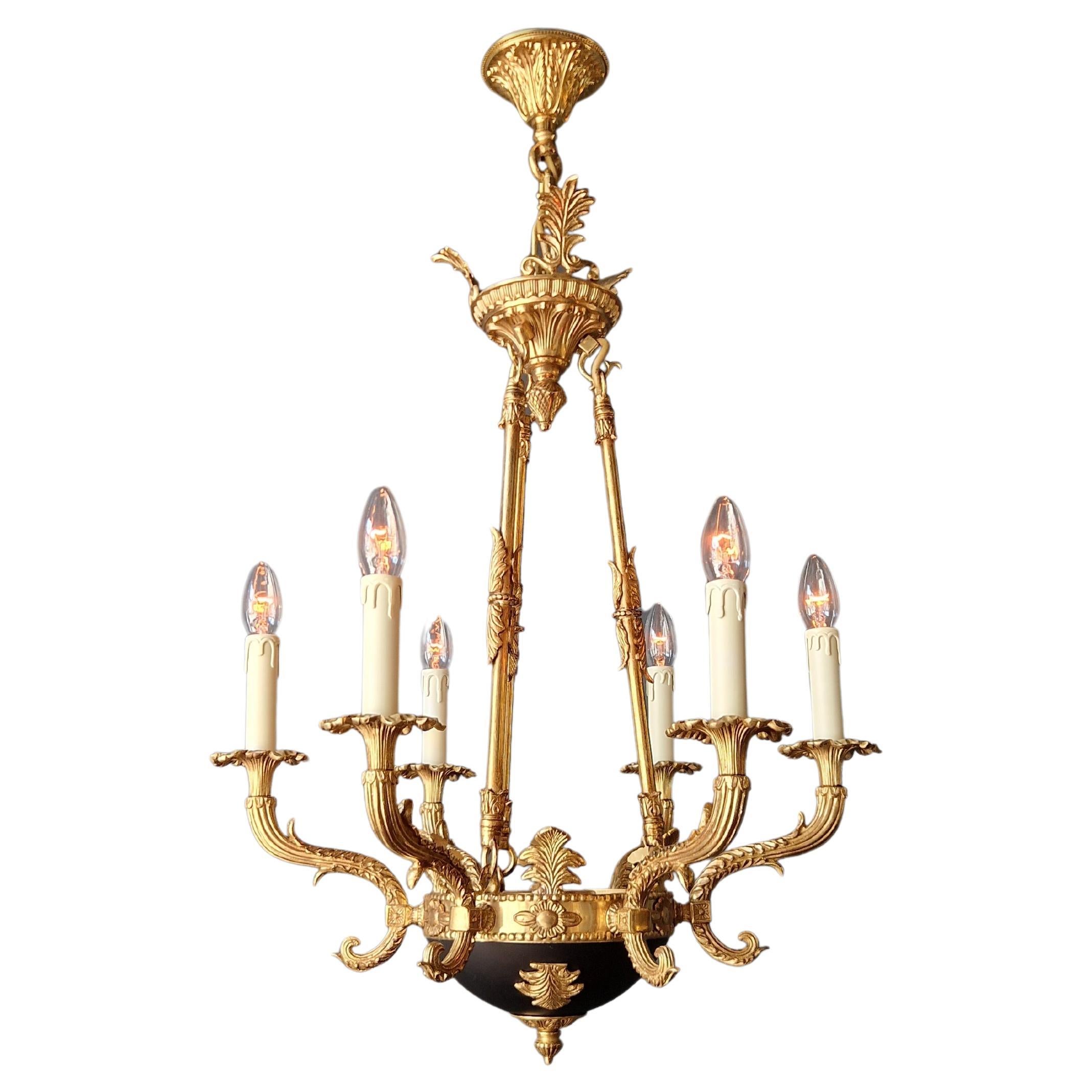 Small Brass Empire Chandelier Lustre Lamp Antique Gold New Design