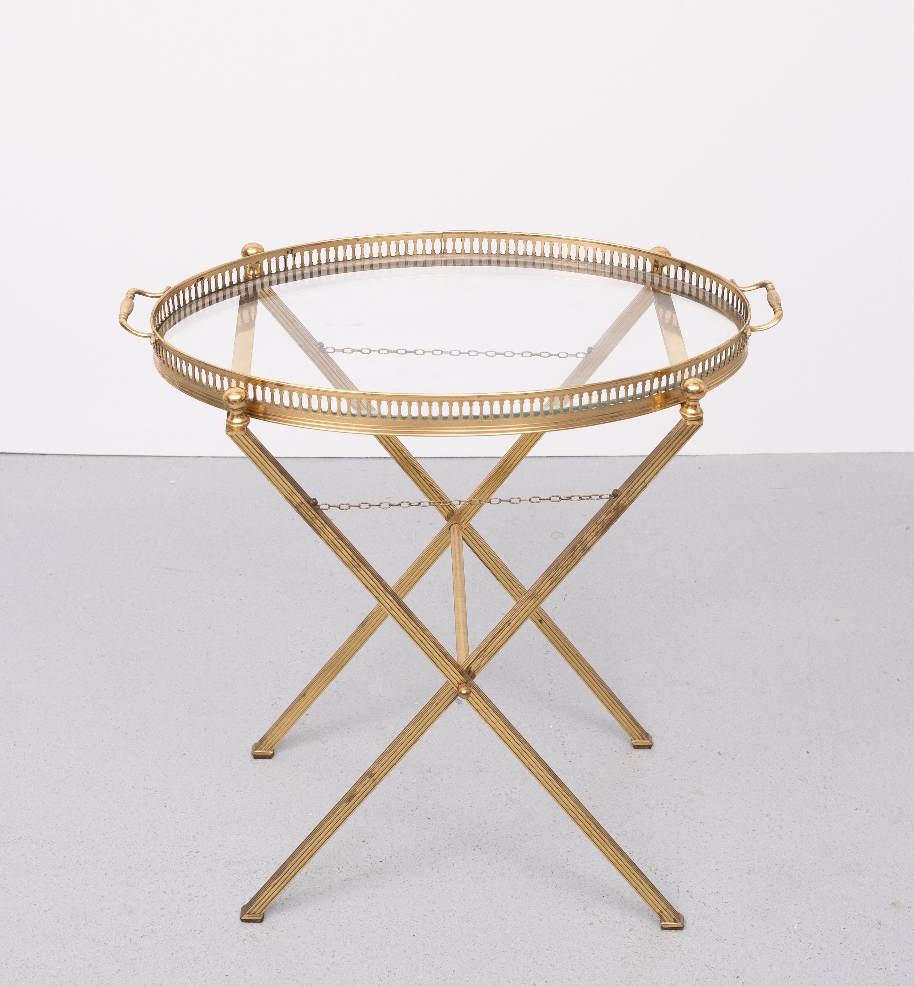 Laiton petit  Table de service pliante en laiton 1970 France en vente