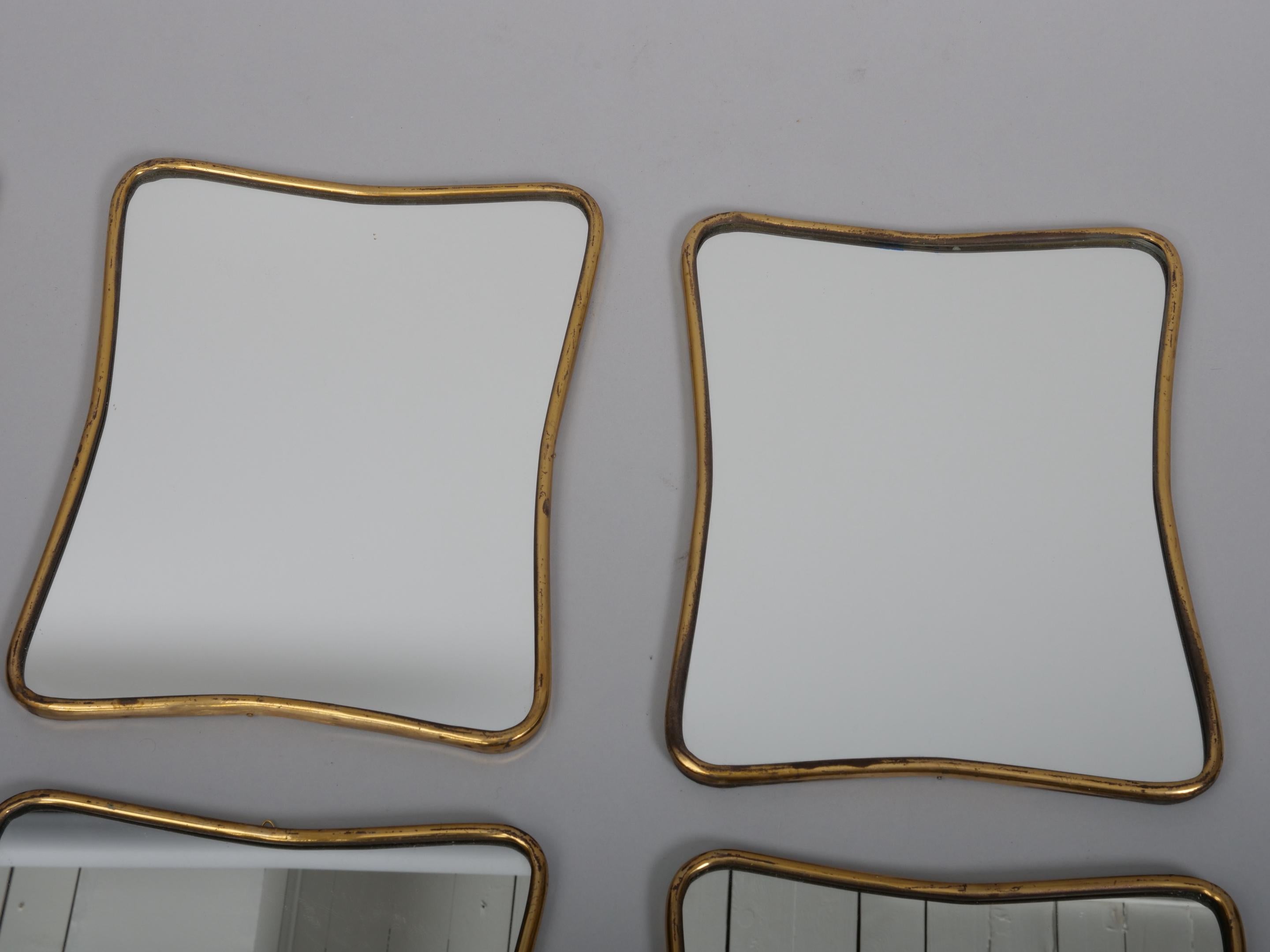 Small Brass frame Gio Ponti style mirrors. Italy c1950 For Sale 4