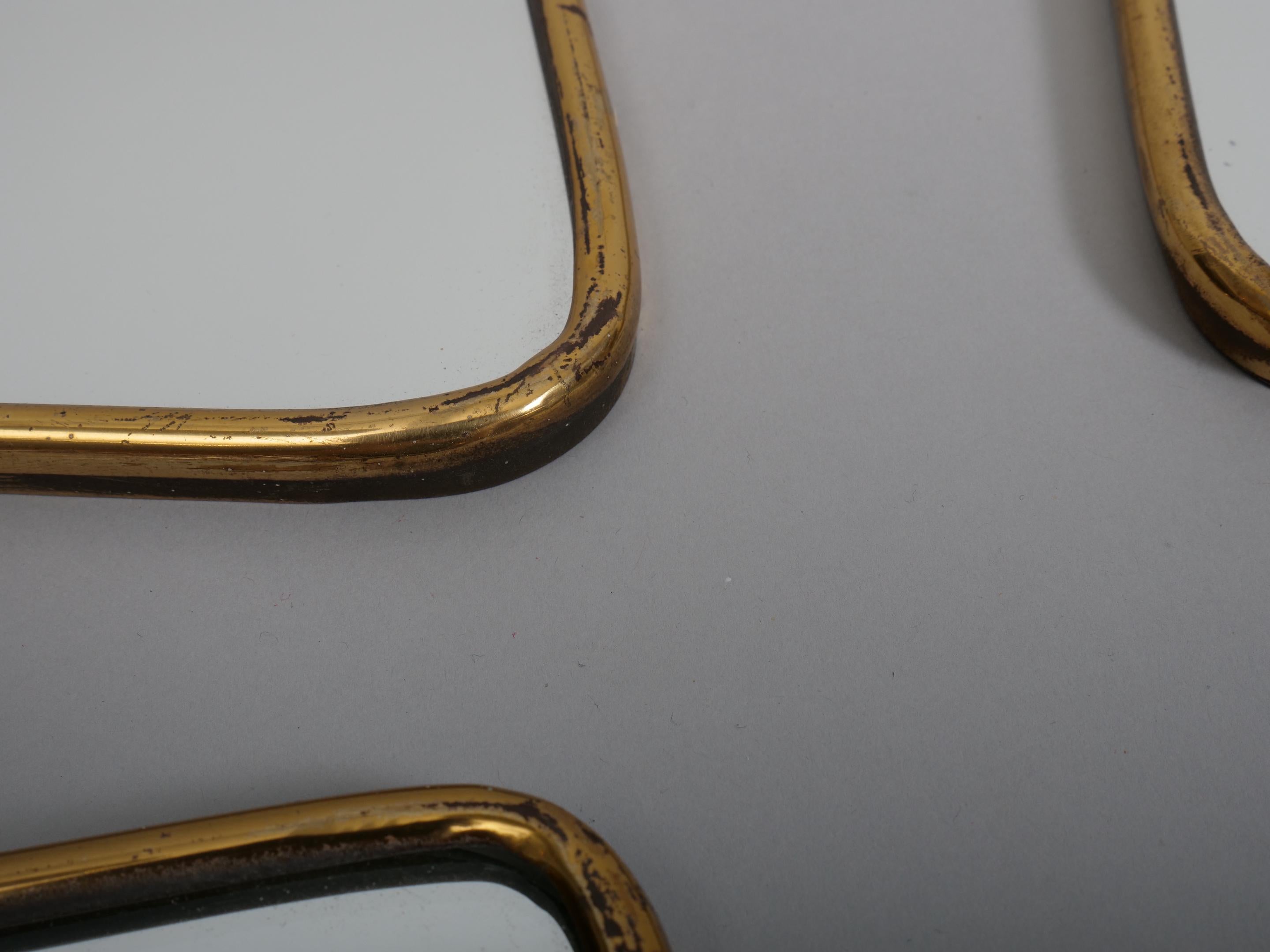 Small Brass frame Gio Ponti style mirrors. Italy c1950 For Sale 5