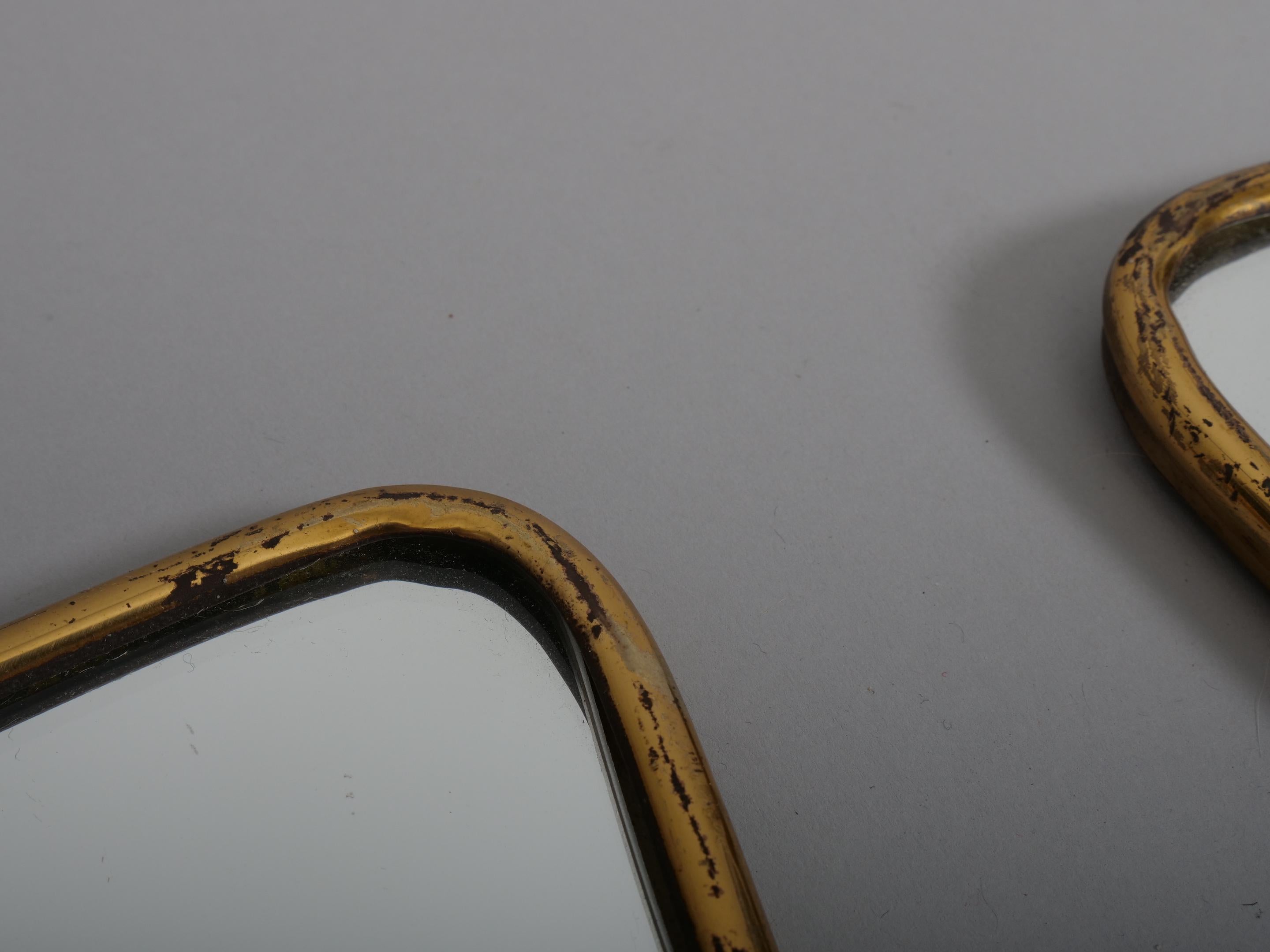 Small Brass frame Gio Ponti style mirrors. Italy c1950 For Sale 6