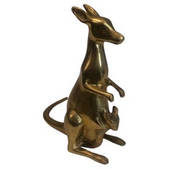 Small Brass Kangaroo Sculpture, French, Circa 1970