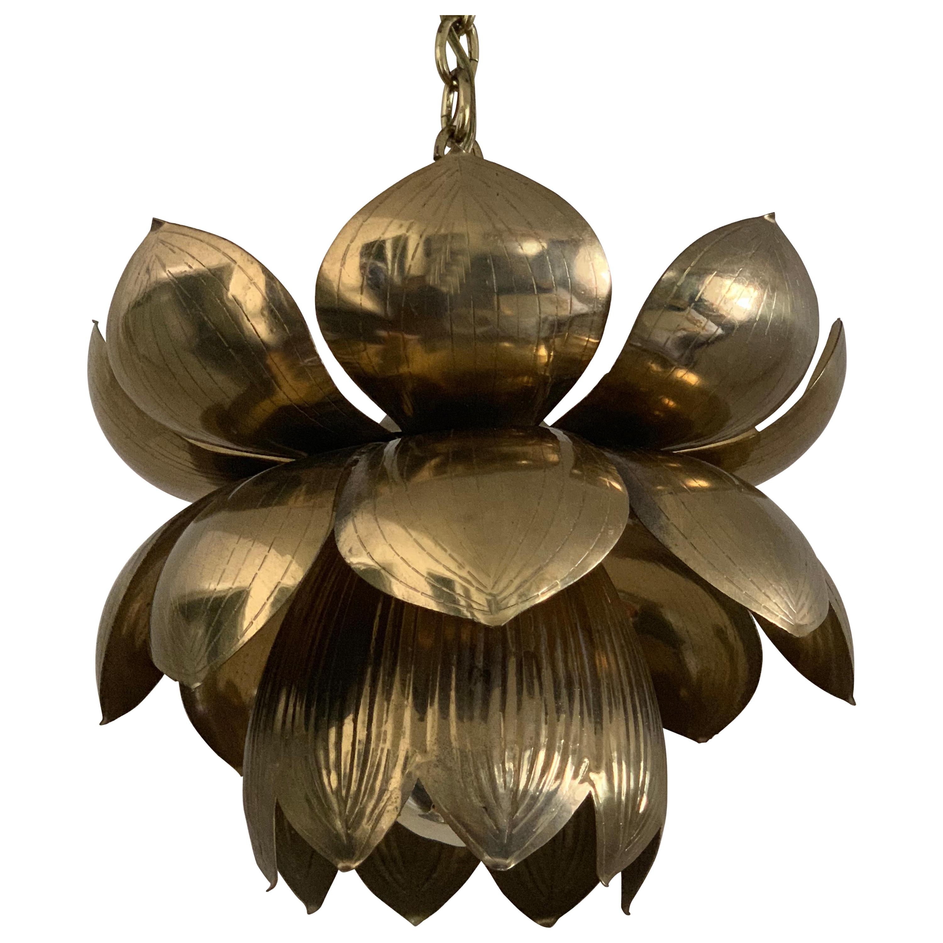 Small Brass Lotus Pendant by Feldman