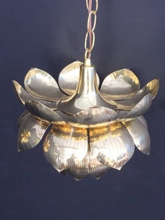 Small Brass Lotus Pendant Light by Feldman