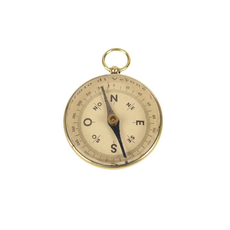 Small Brass Pocket Compass Made in Italy in the 1950s For Sale at 1stDibs