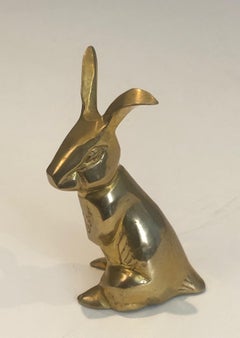 Small Brass Rabbit Sculpture, French, Circa 1970