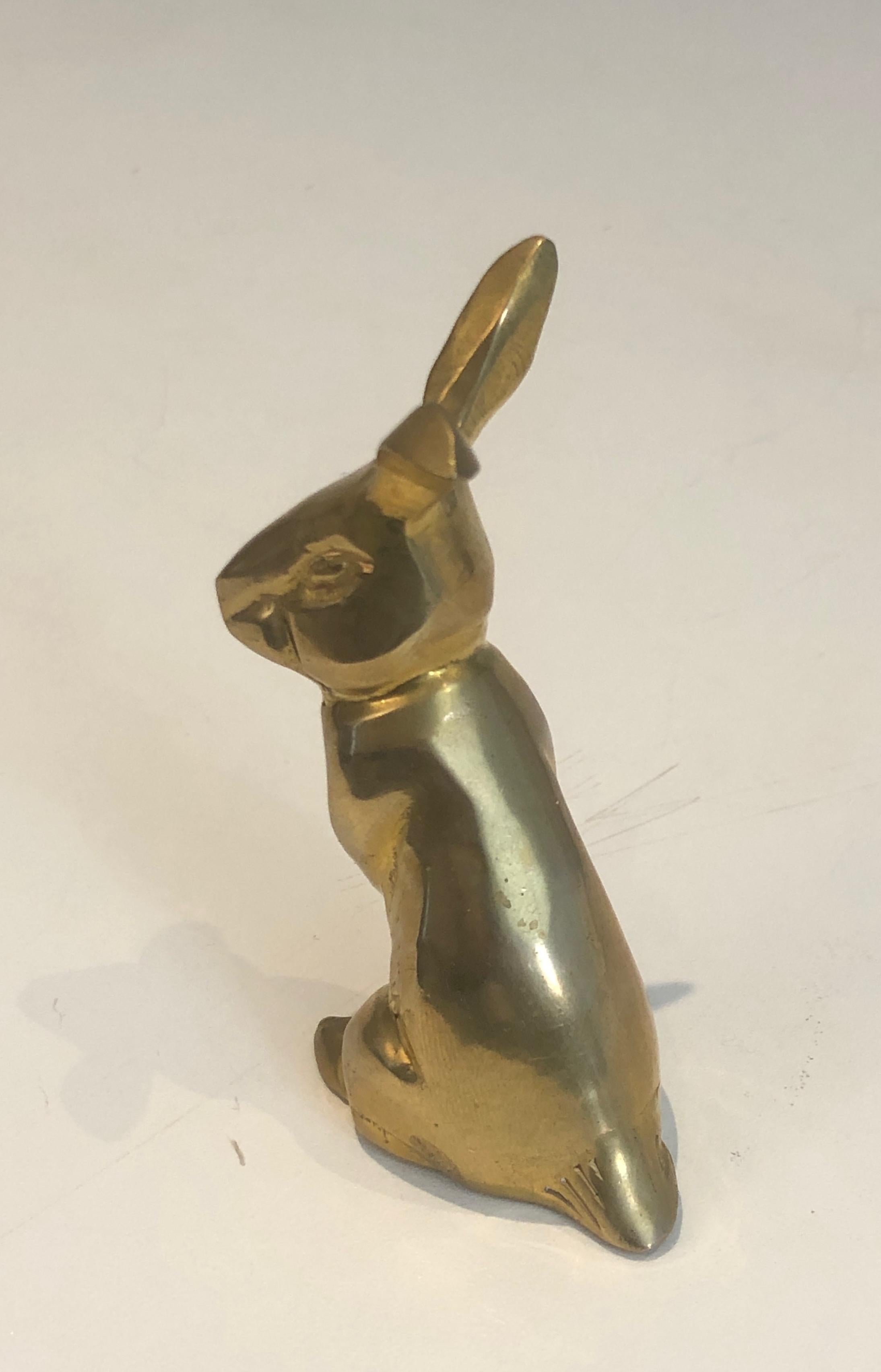 European Small Brass Rabbit Sculpture, French, Circa 1970