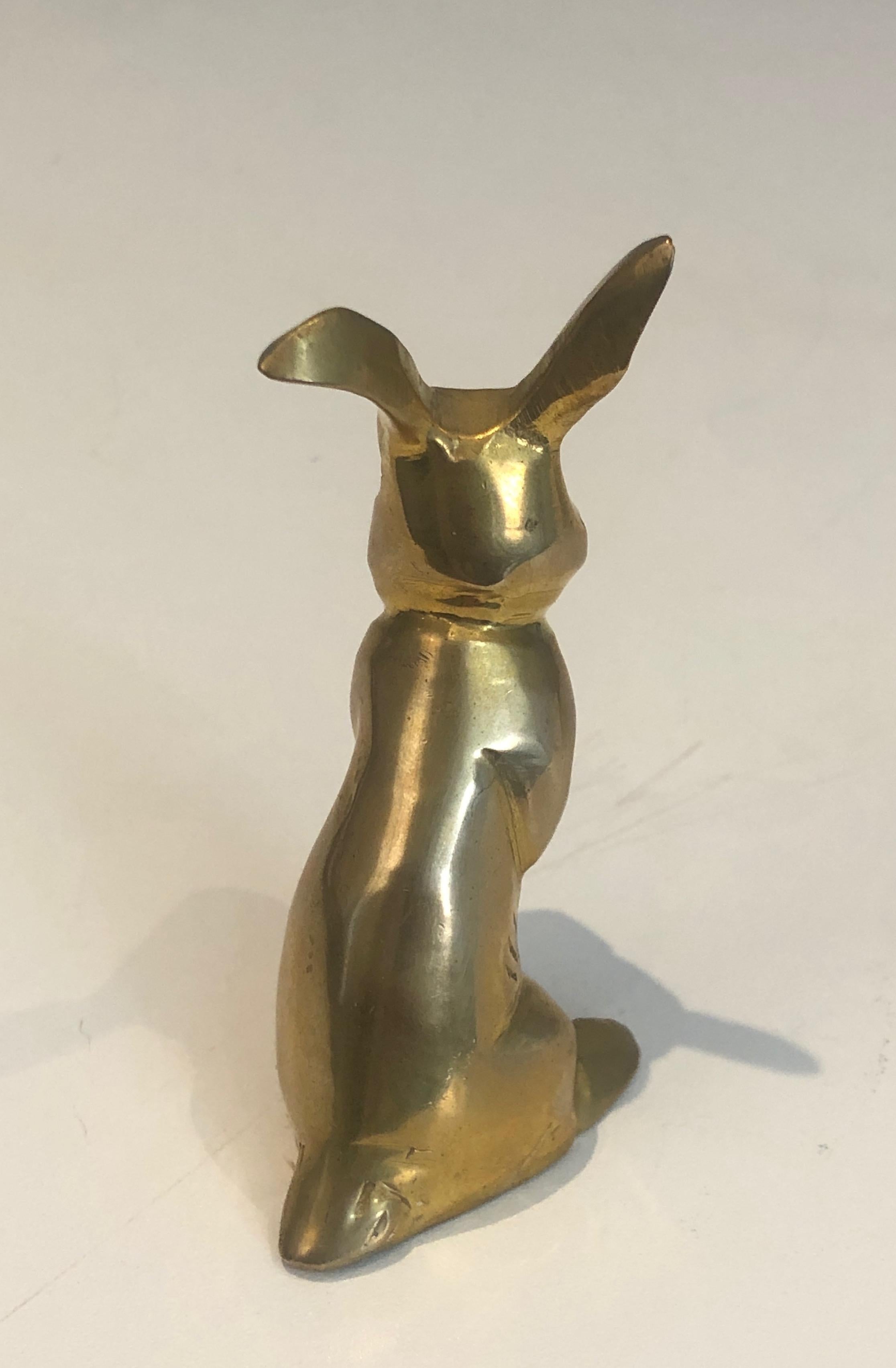 Small Brass Rabbit Sculpture, French, Circa 1970 In Good Condition In Marcq-en-Barœul, Hauts-de-France