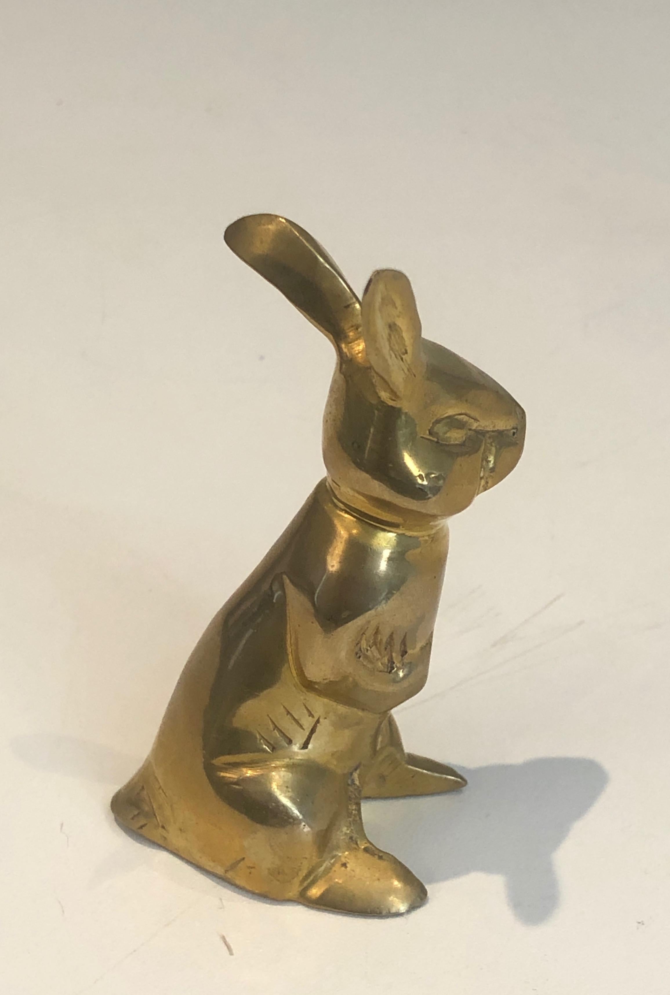 Late 20th Century Small Brass Rabbit Sculpture, French, Circa 1970