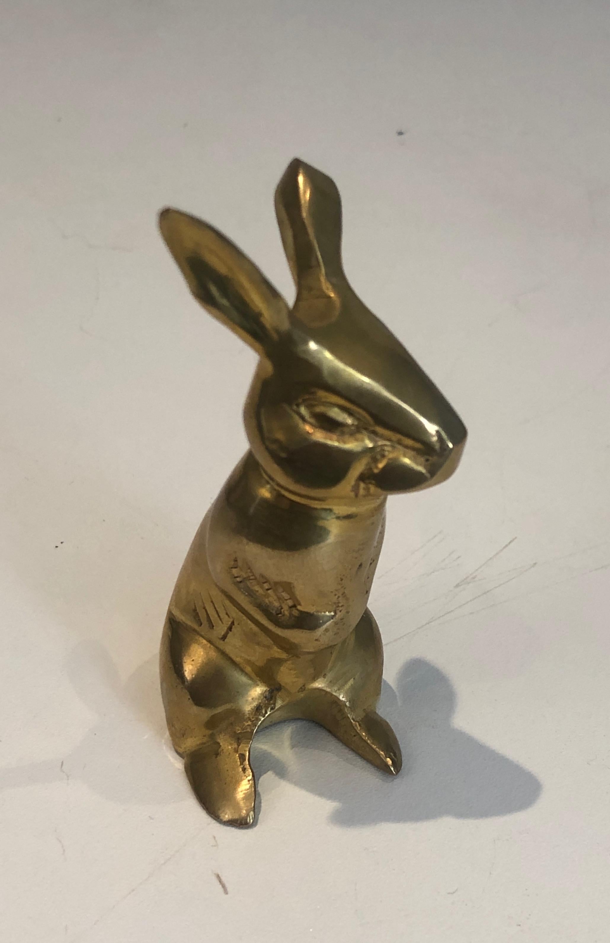 Small Brass Rabbit Sculpture, French, Circa 1970 1