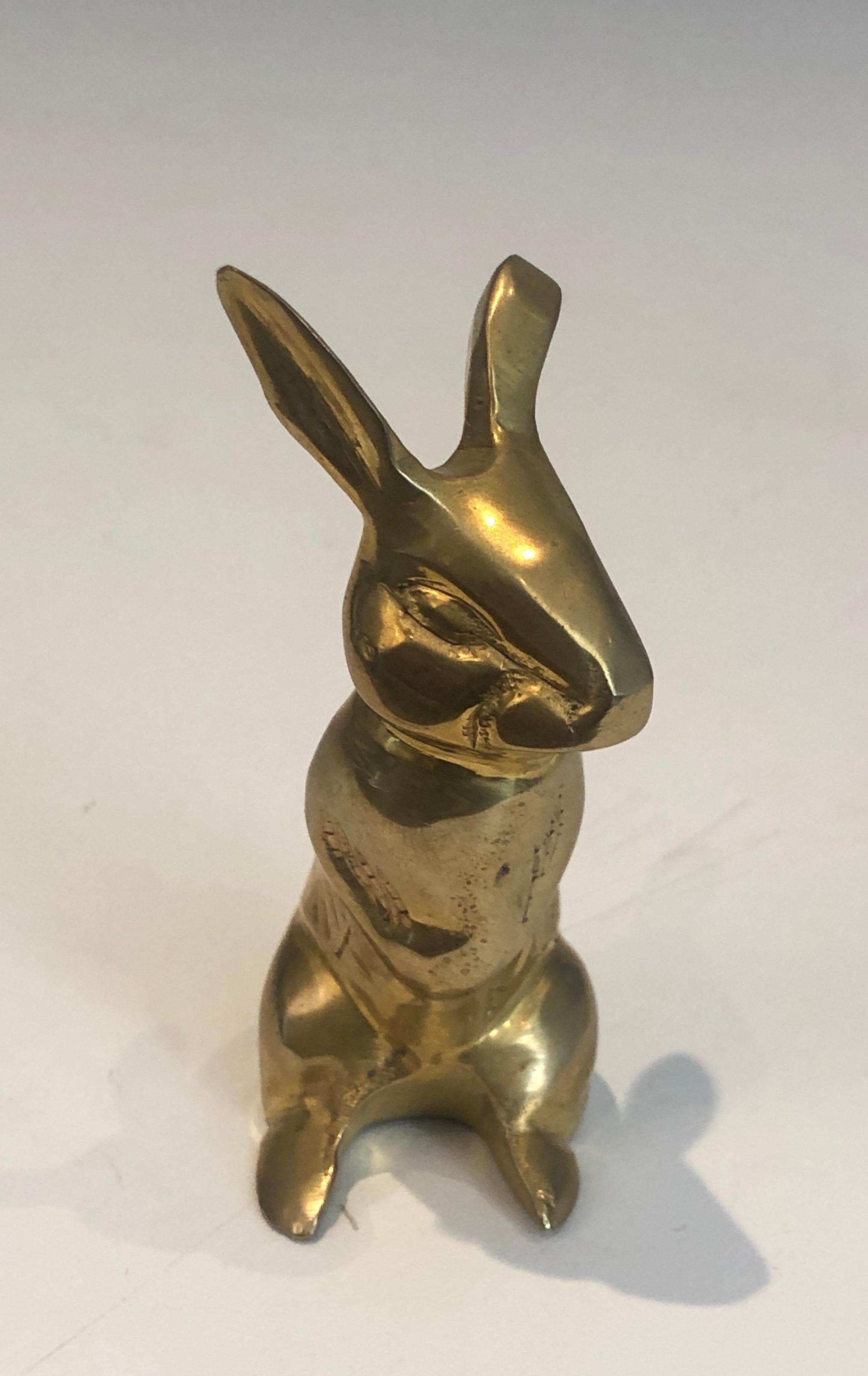 Small Brass Rabbit Sculpture, French, Circa 1970 3