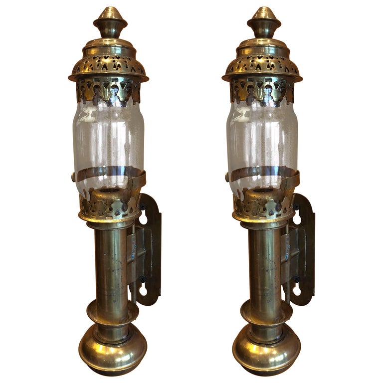 Small Brass Railway or Ship Passageway Oil Lamps at 1stDibs