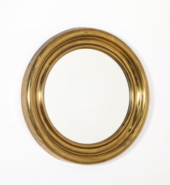 Small Brass Round Mirror, France 1950's