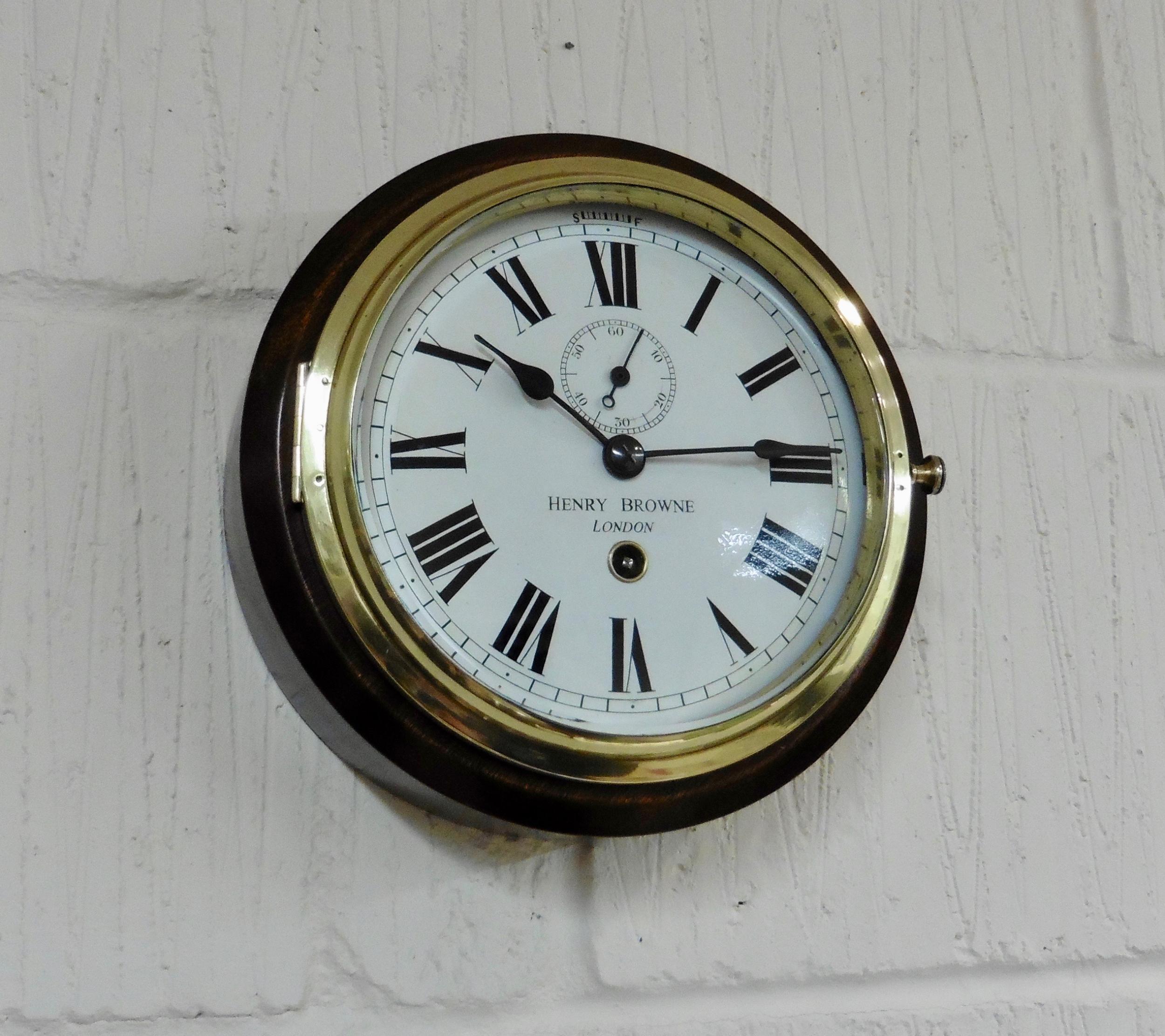Small Brass Ships Clock by Henry Browne, London For Sale at 1stDibs