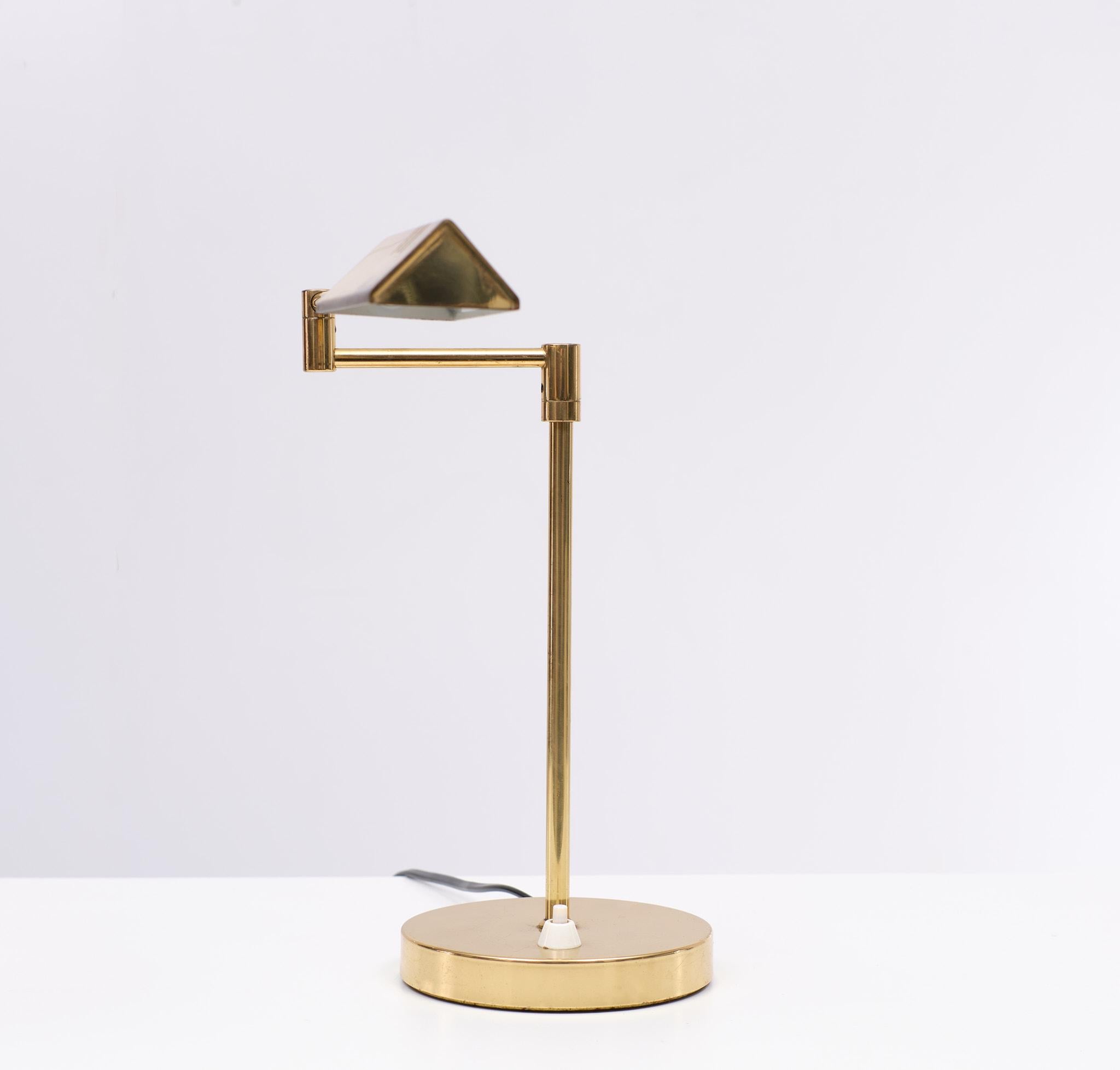Mid-Century Modern Small Brass Swing Arm Table Lamp 1970s Germany For Sale