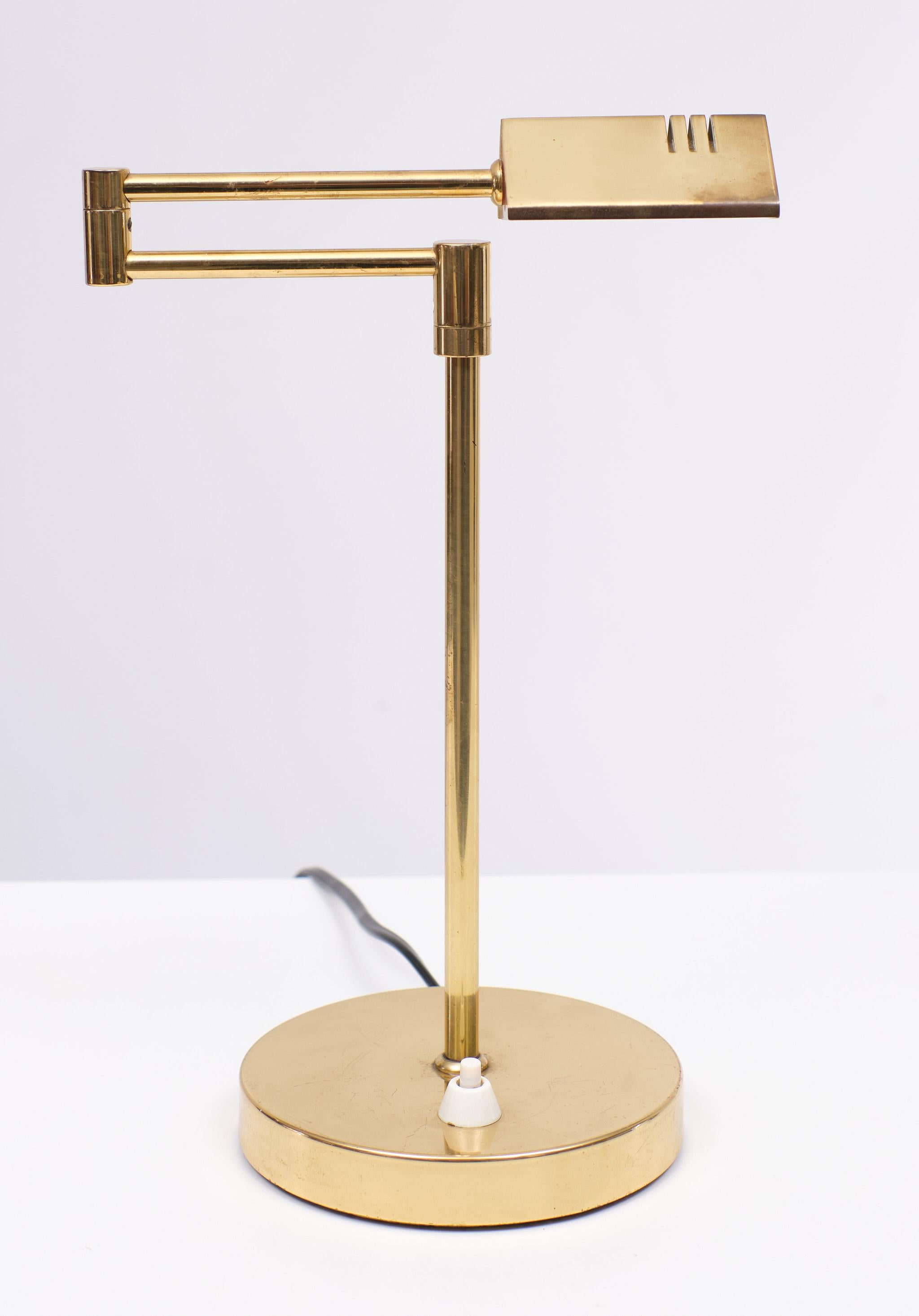 Late 20th Century Small Brass Swing Arm Table Lamp 1970s Germany For Sale