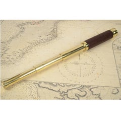 Small Brass Telescope with Leather-Covered Handle