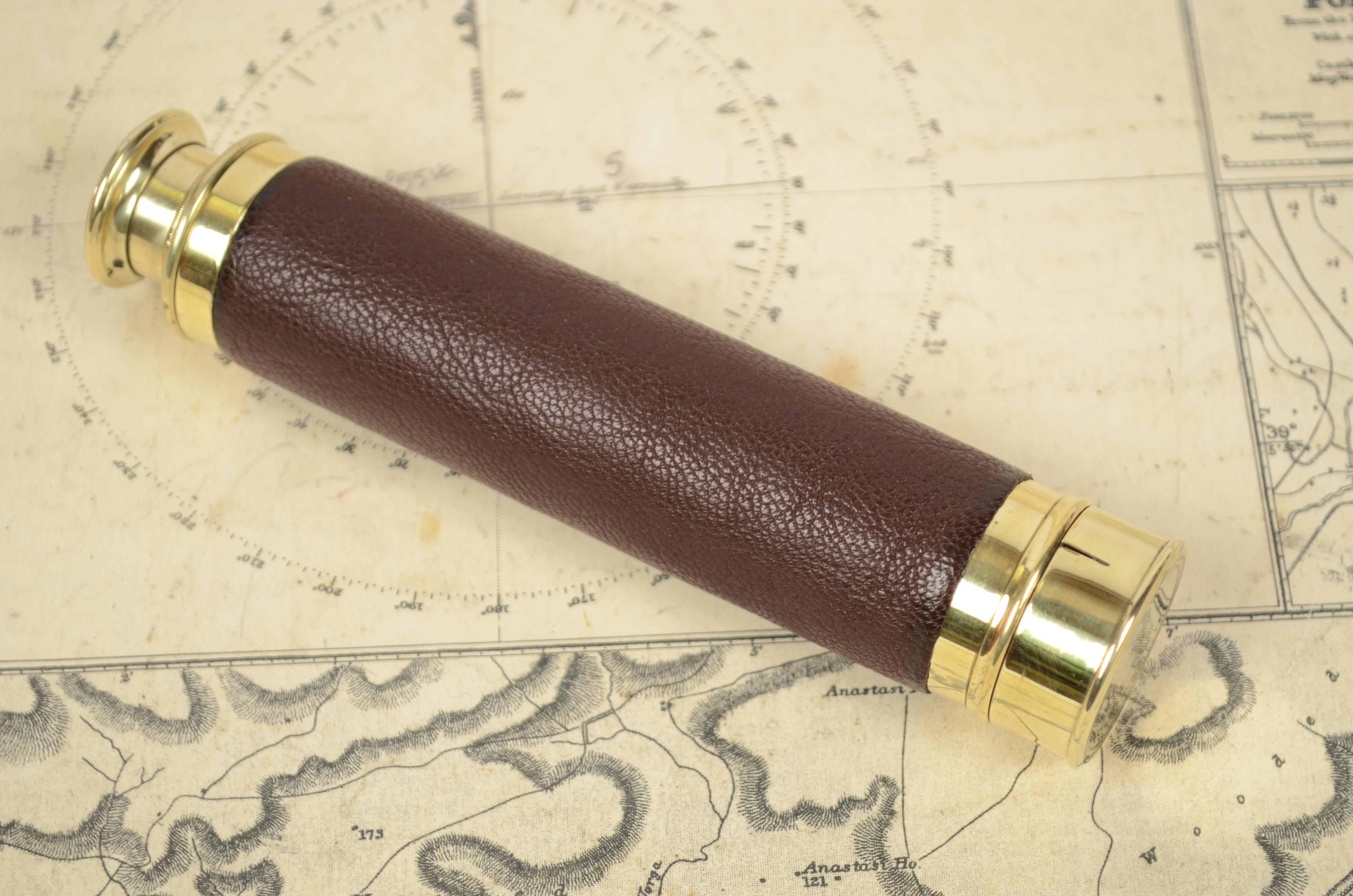 Small Brass Telescope with Leather-Covered Handle 1