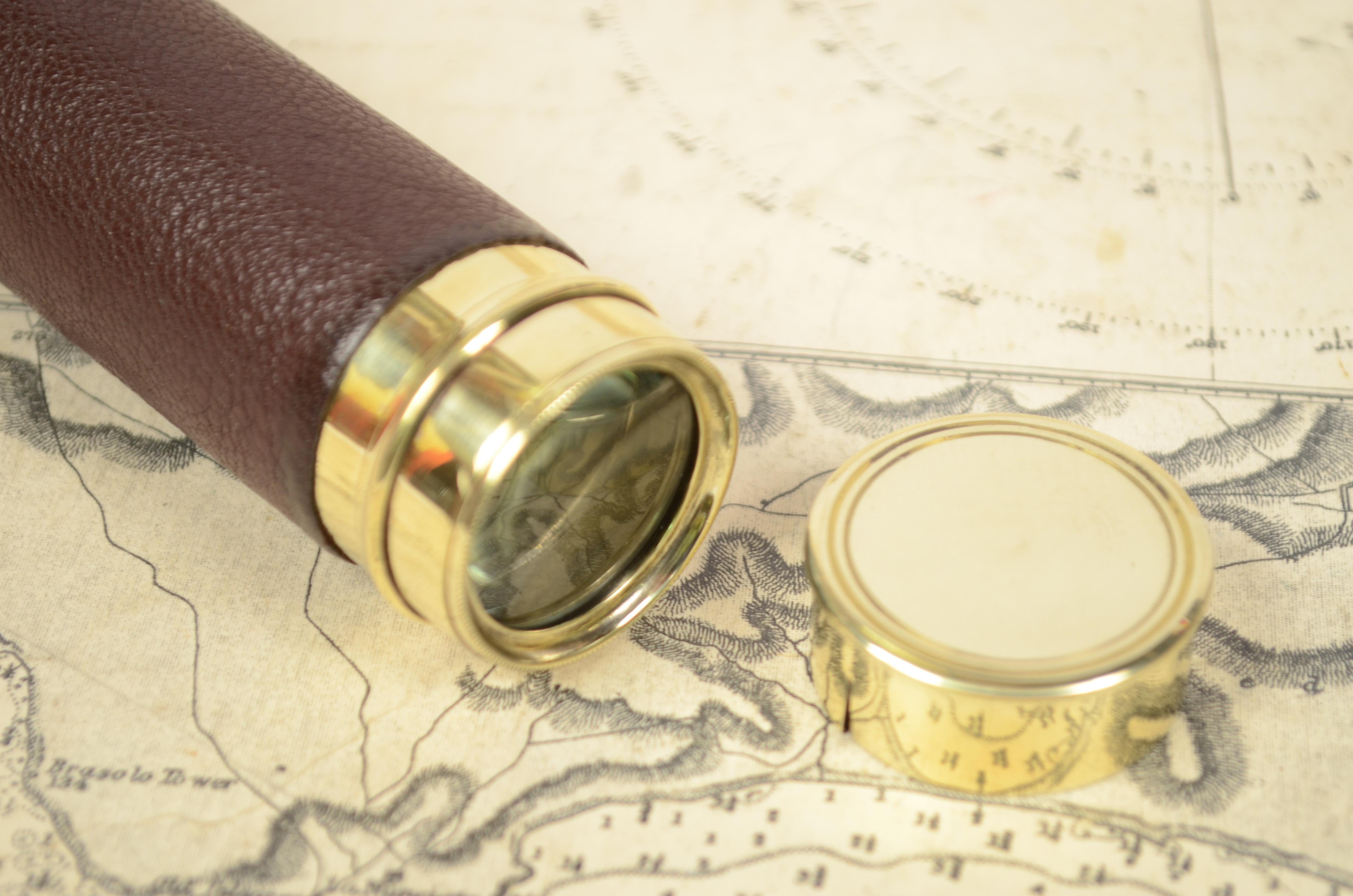 Small Brass Telescope with Leather-Covered Handle 2