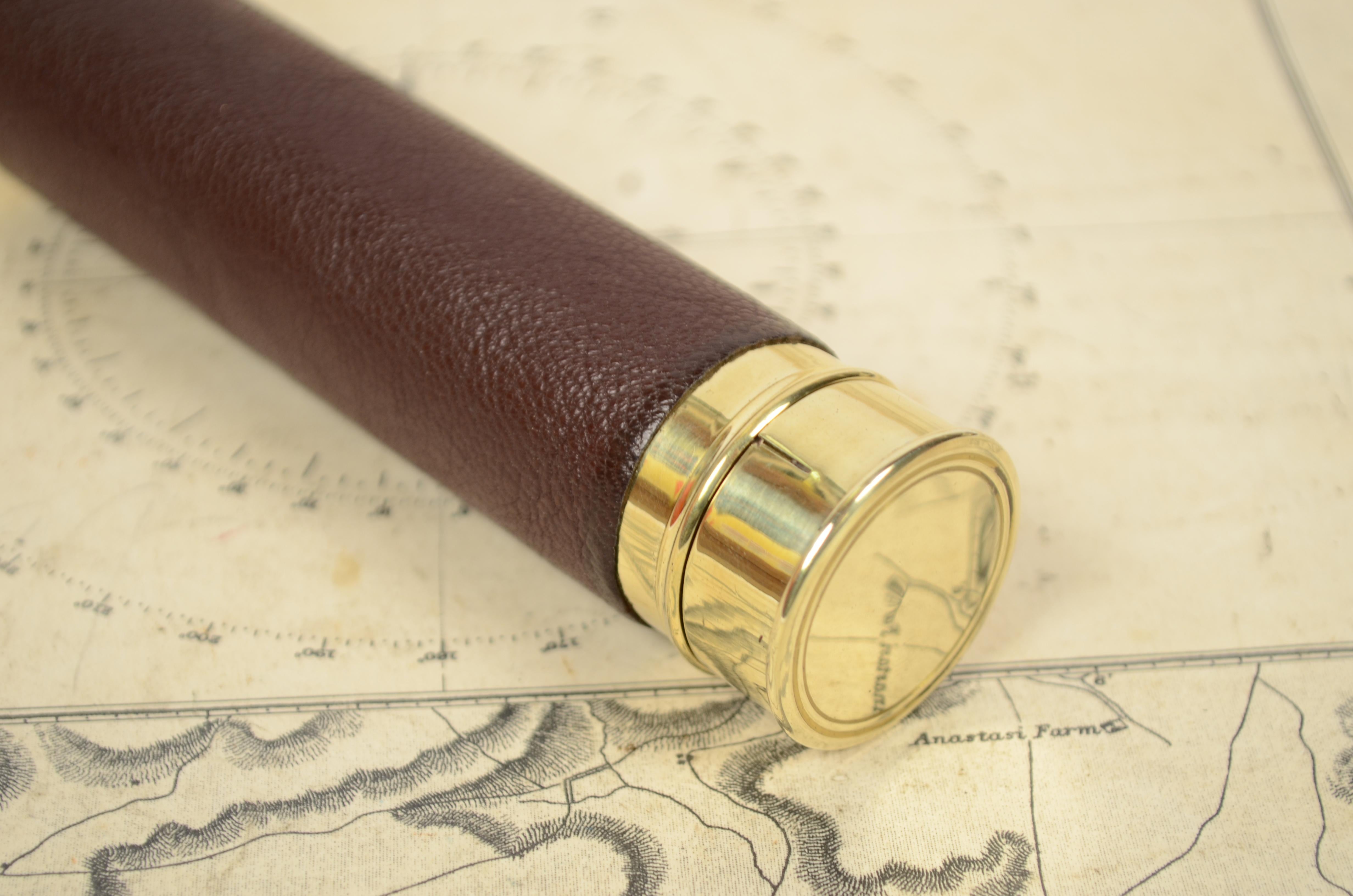 Small Brass Telescope with Leather-Covered Handle 3